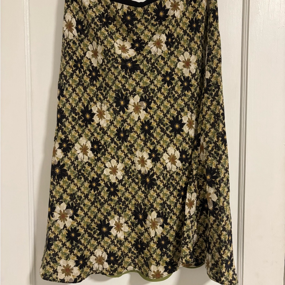 Alfani Black and Yellow Floral A-Line Skirt
